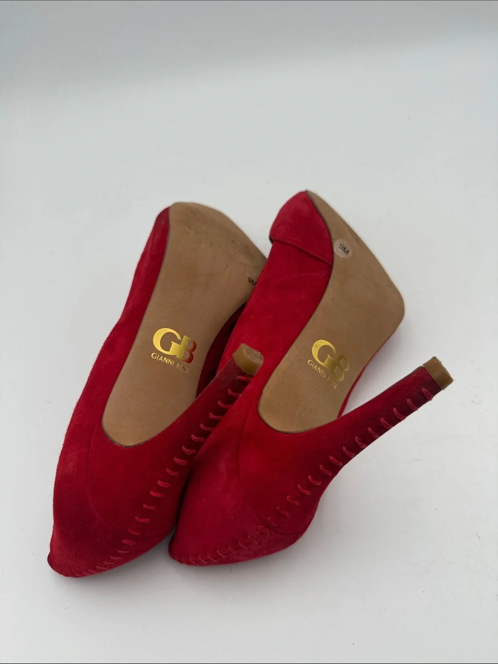 Gianni Bini Red Suede Pointed-Toe Pumps women 9M event casual party slip on Y2K